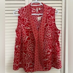 Cato Red and White Floral Blouse
